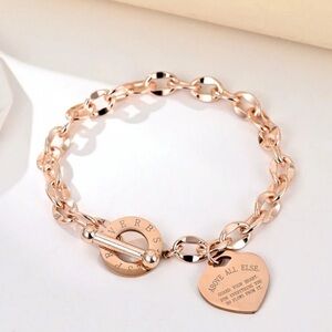 Rose Gold Heart Charm Bracelet, Proverbs 4:23 Bracelet, Bible Verse Jewelry
